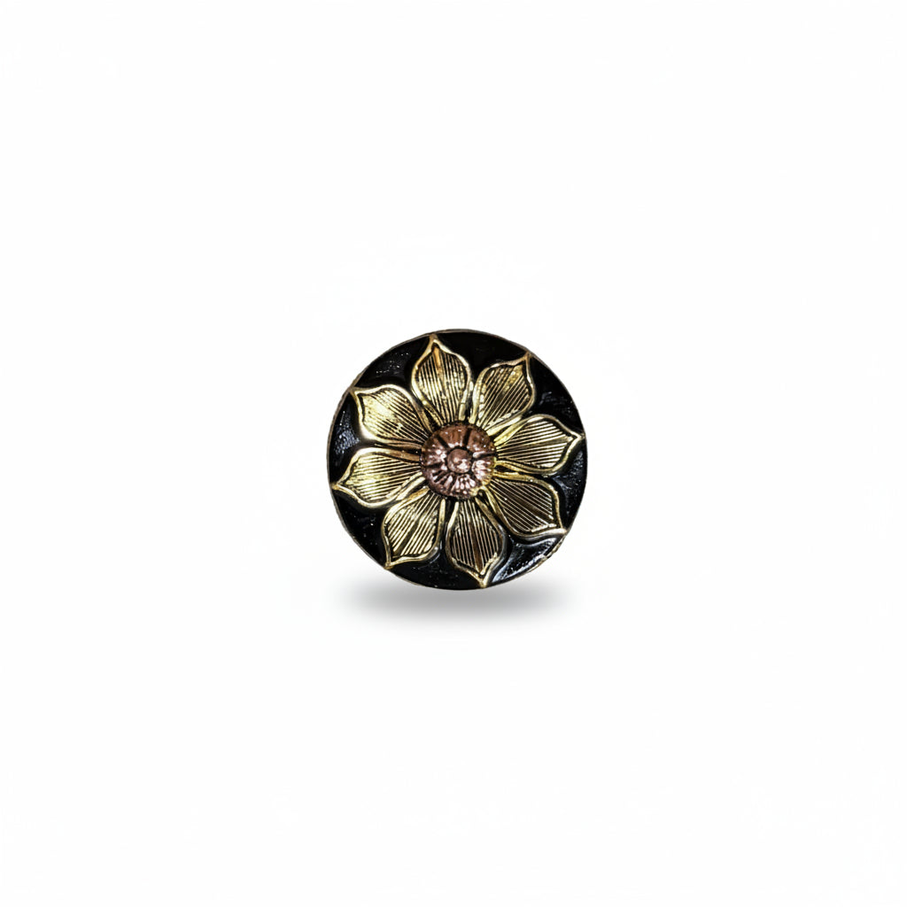 Black & Gold Sunflower Western Concho W125