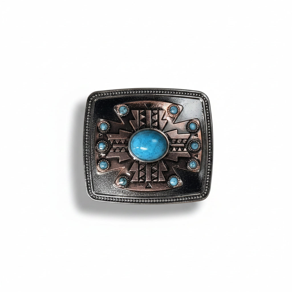 Antique Silver and Copper Southwest Turquoise Concho W262
