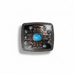 Antique Silver and Copper Southwest Turquoise Concho W262