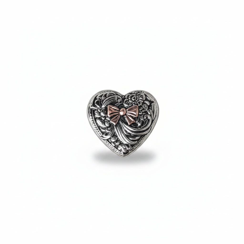 Antique Silver and Copper Heart Concho W263