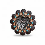 Antique Silver and Copper Heart Concho W263