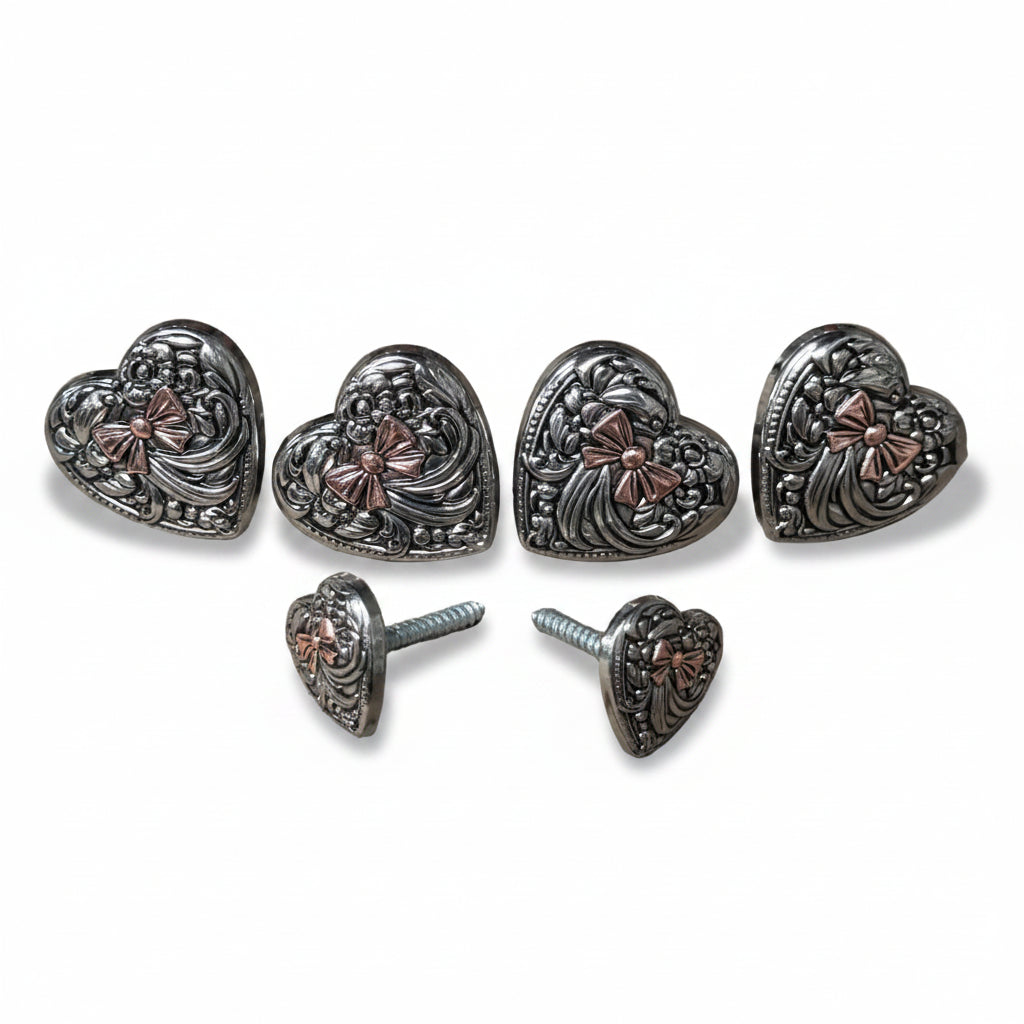 Antique Silver and Copper Heart Concho W263