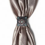 Antique Silver and Copper Square Floral Concho #W265