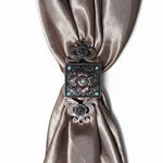 Antique Silver and Copper Square Floral Concho #W265