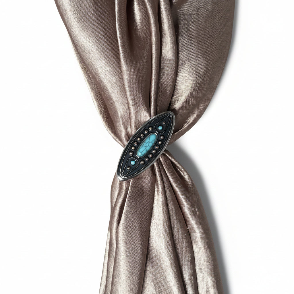 Copper and Antique Silver Turquoise Ellipse Concho #W266