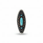Copper and Antique Silver Turquoise Ellipse Concho #W266
