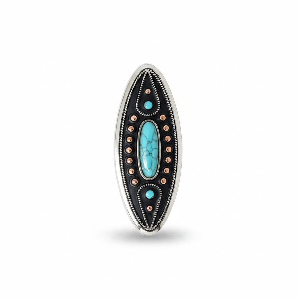 Copper and Antique Silver Turquoise Ellipse Concho #W266