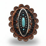 Copper and Antique Silver Turquoise Ellipse Concho #W266