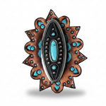 Copper and Antique Silver Turquoise Ellipse Concho #W266