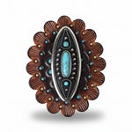 Copper and Antique Silver Turquoise Ellipse Concho #W266