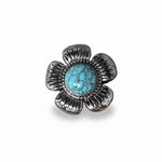 Antique Silver and Copper Turquoise Flower Concho #W267