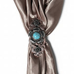 Antique Silver and Copper Turquoise Flower Concho #W267
