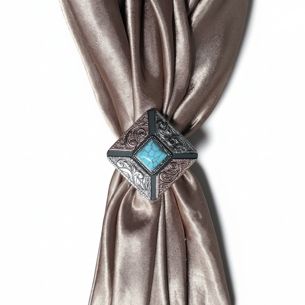 Square Antique Silver and Copper Turquoise Concho #W269