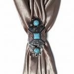 Square Antique Silver and Copper Turquoise Concho #W269