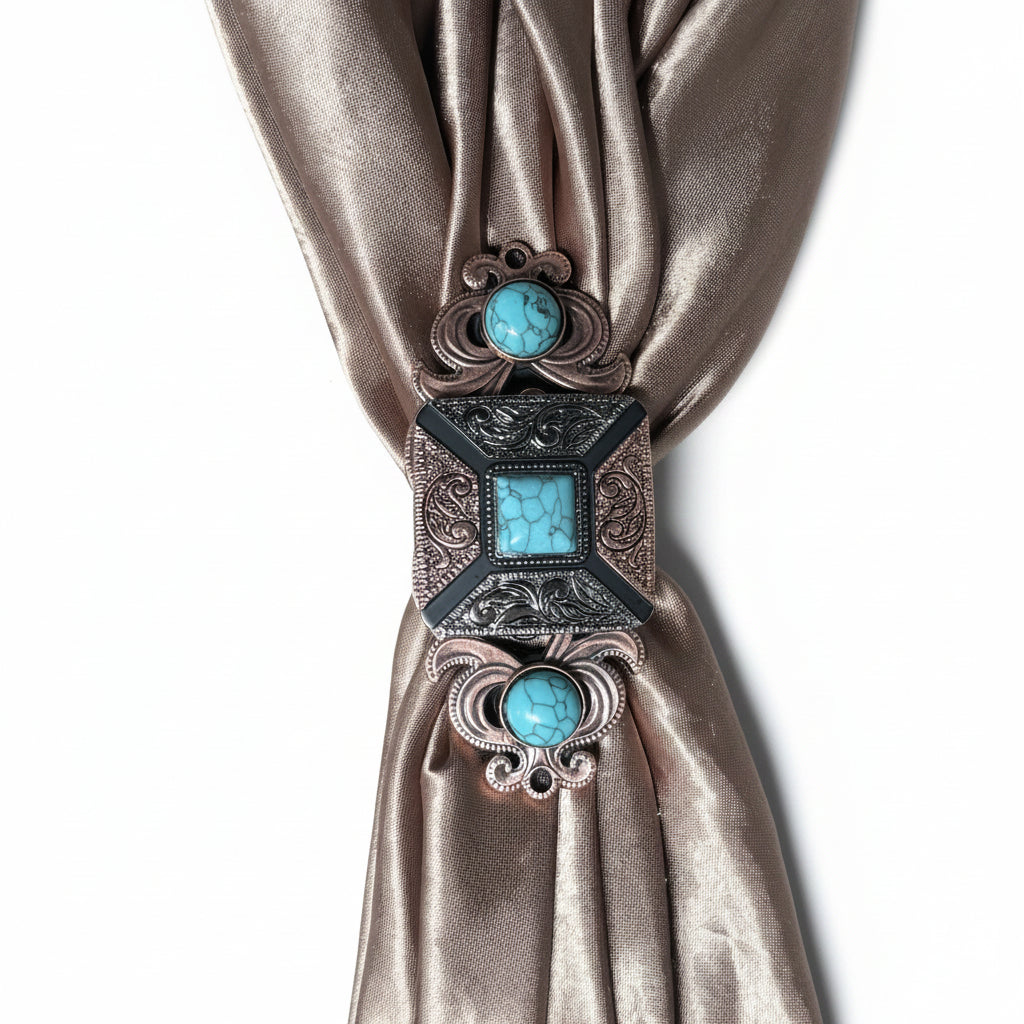 Square Antique Silver and Copper Turquoise Concho #W269
