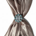 Black and White Checkered Turquoise Concho #W273