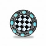 Black and White Checkered Turquoise Concho #W273