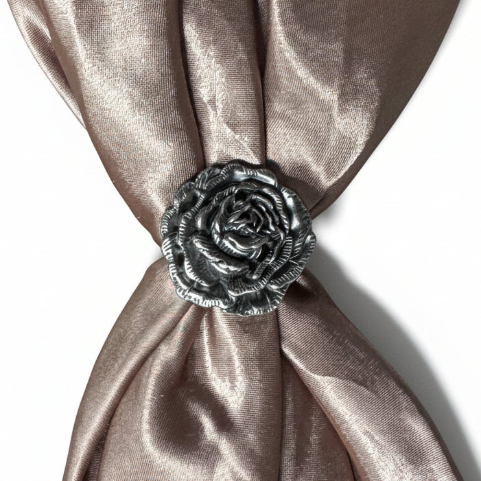 Antique Silver Rose Western Concho W108