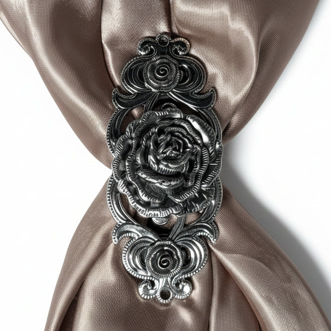 Antique Silver Rose Western Concho W108