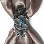 Antique Silver Flower Turquoise Western Concho W110