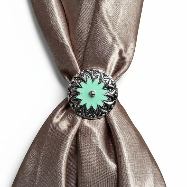 Copper & Antique Silver Turquoise Flower Western Concho W122