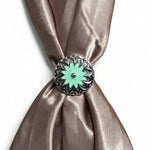 Copper & Antique Silver Turquoise Flower Western Concho W122
