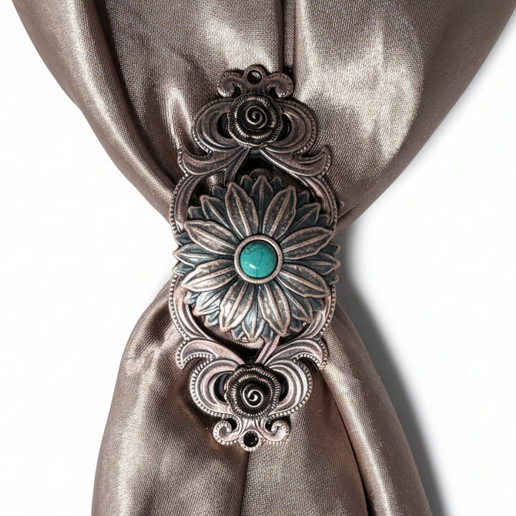 Copper Daisy Turquoise Western Concho W132