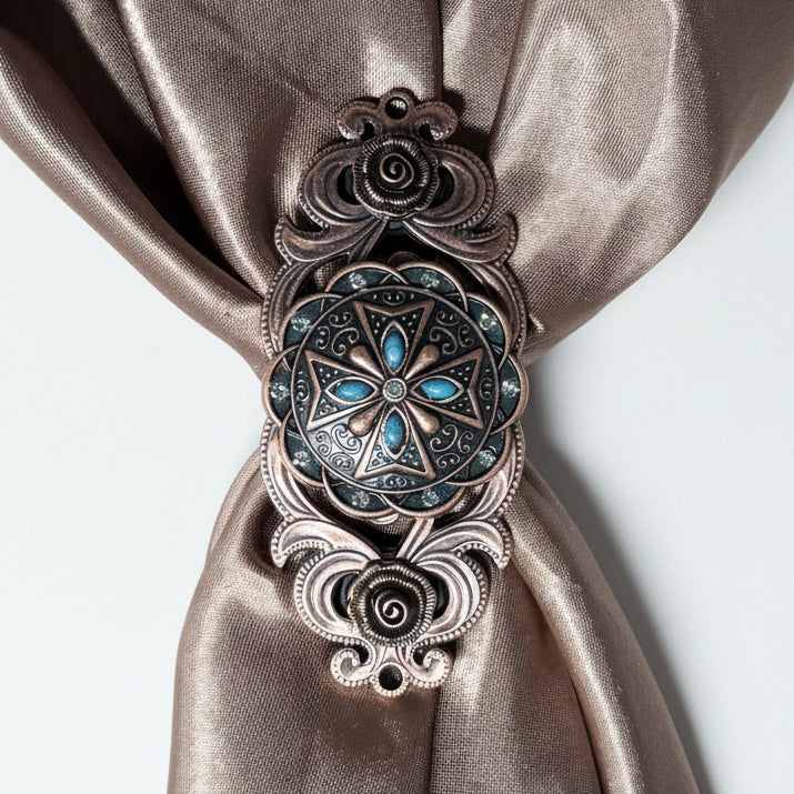 Copper Turquoise & Clear Crystal Western Concho W138