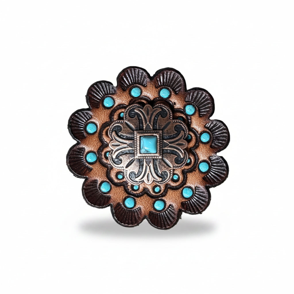 Copper Turquoise Western Concho W141