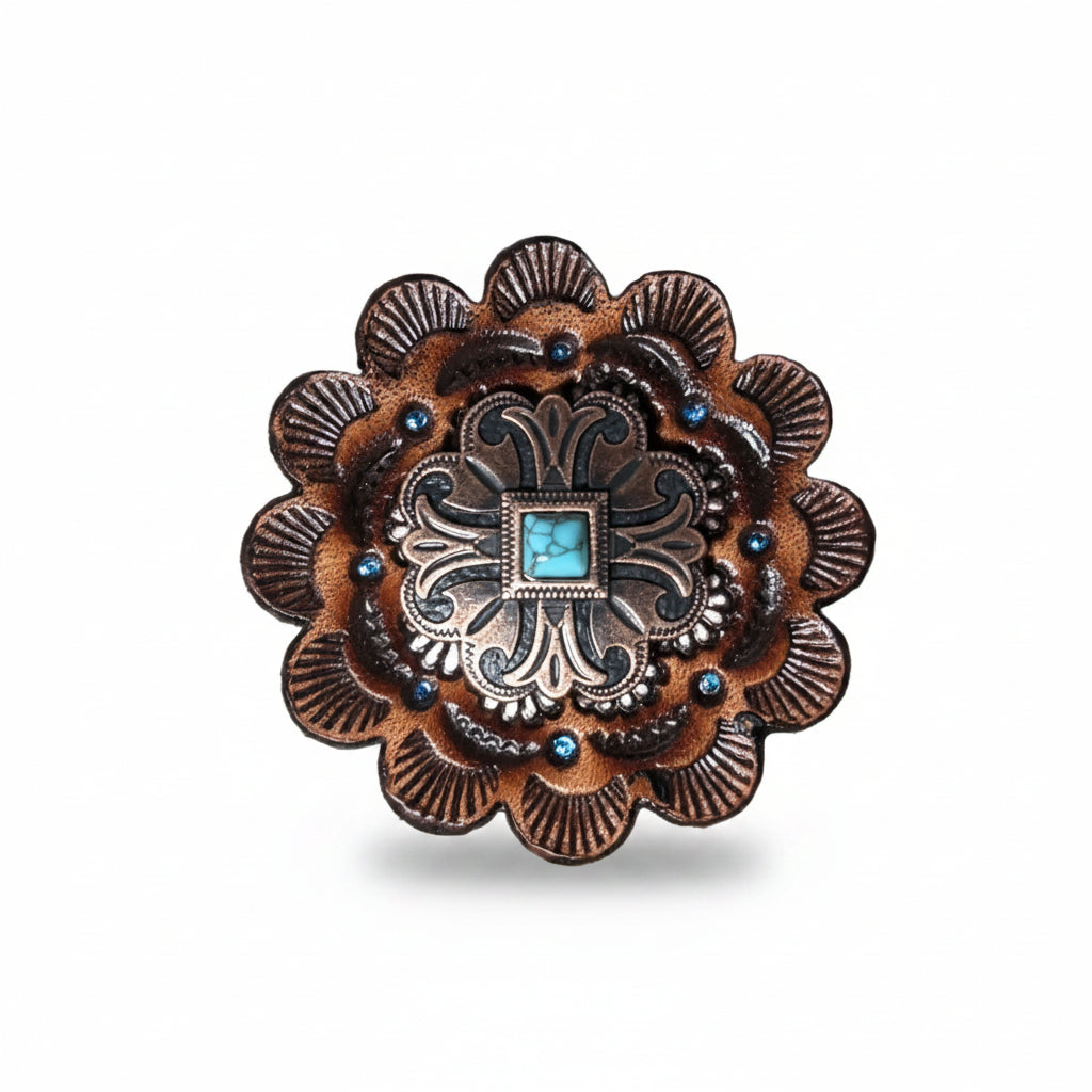 Copper Turquoise Western Concho W141