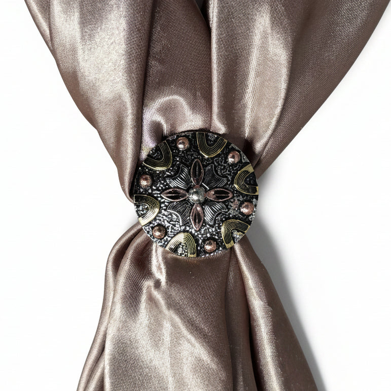 Floral Dots Antique Silver Western Concho W147
