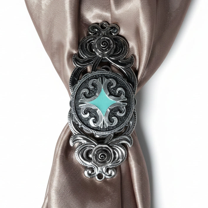 Turquiose Diamond Antique Silver Western Concho W148