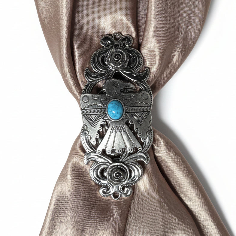 Antique Silver Turquoise Thunderbird Concho W181
