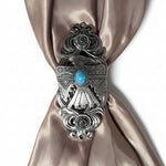 Antique Silver Turquoise Thunderbird Concho W181