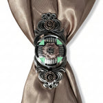 Antique Silver with Copper Flower Western Concho W190