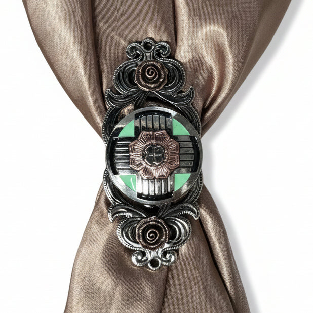 Antique Silver with Copper Flower Western Concho W190