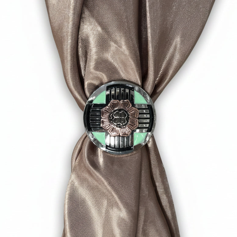 Antique Silver with Copper Flower Western Concho W190