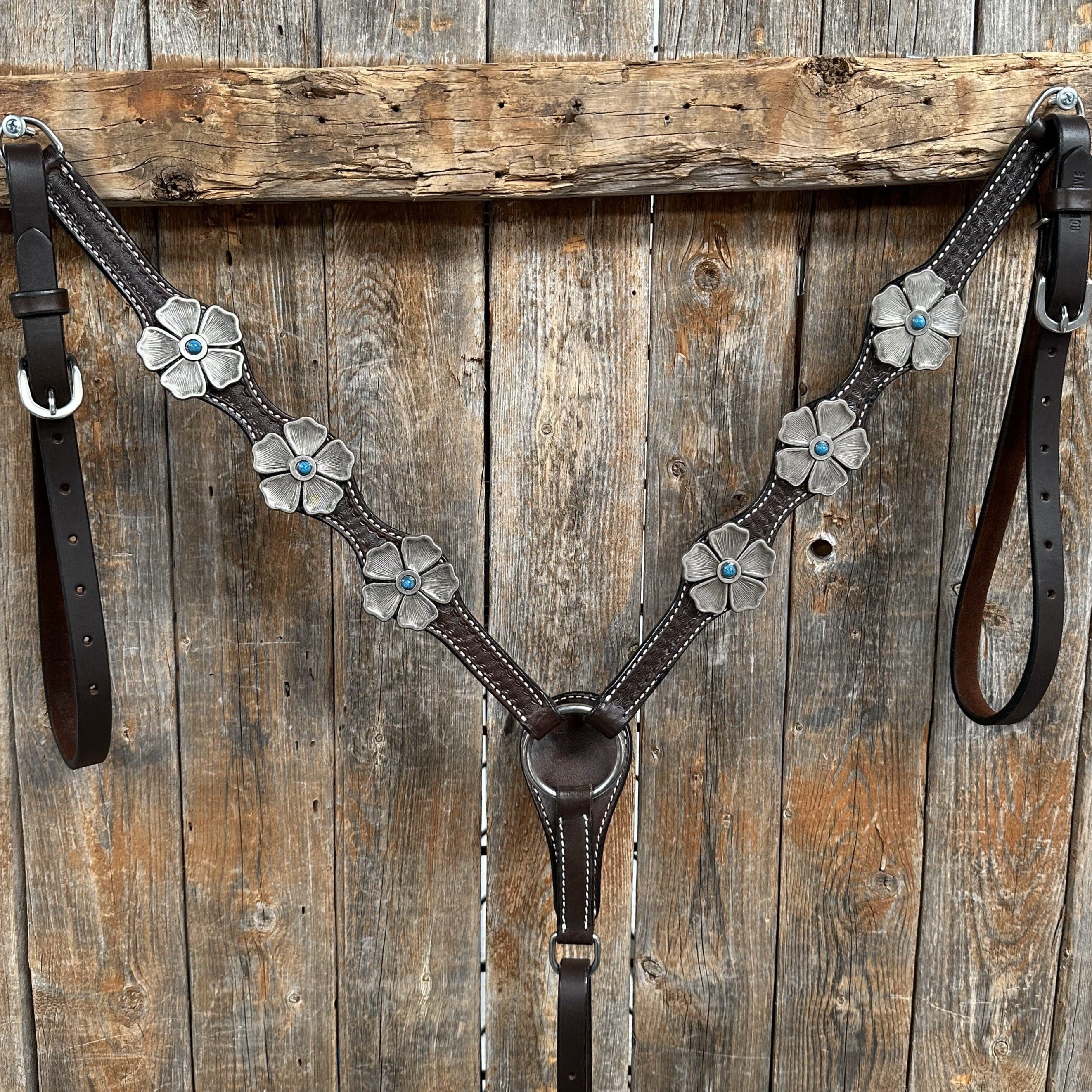 Dark Oil Silver Flower Breastcollar #BC120