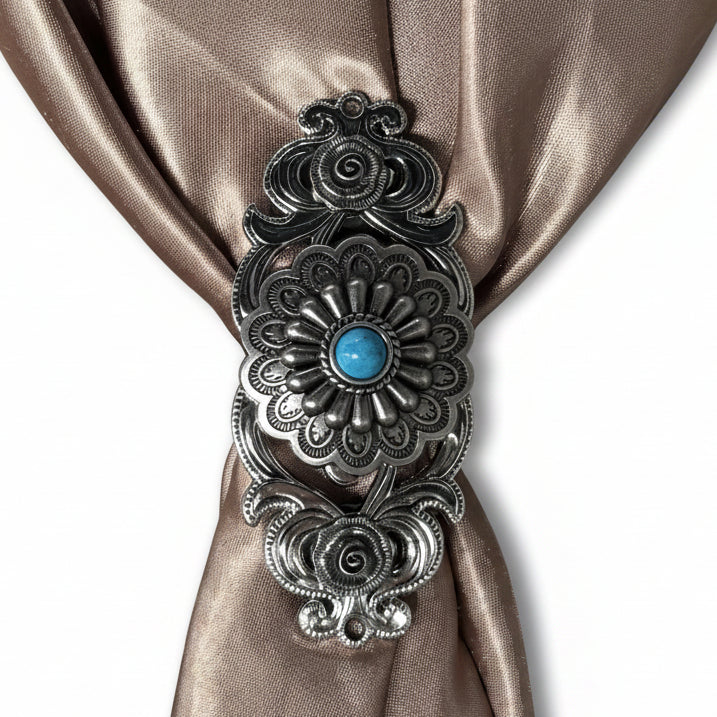 Antique Silver Turquoise Western Concho W203