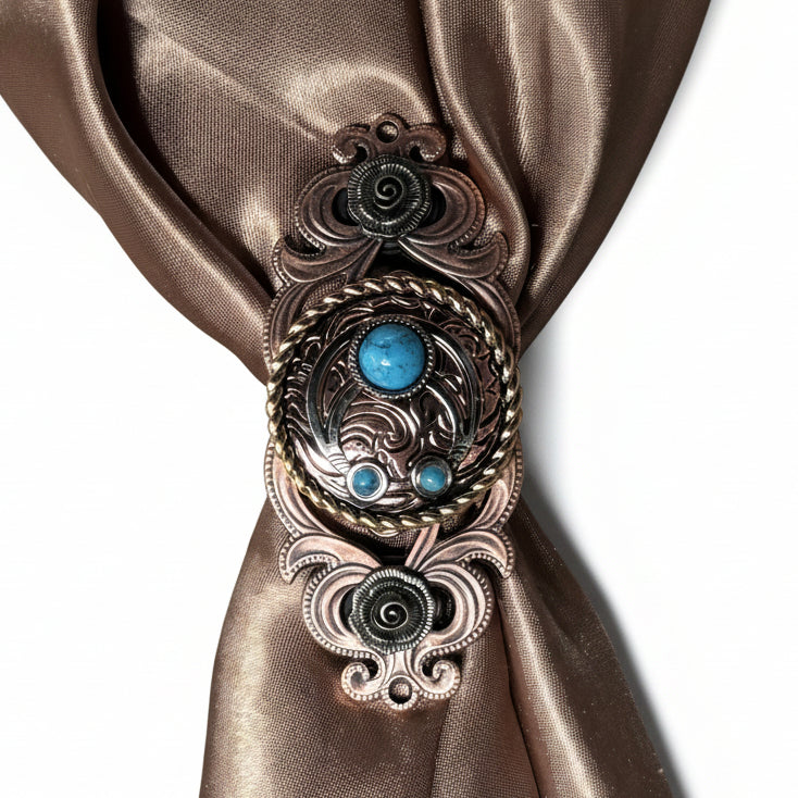Copper Turquoise Blossom Western Concho W206
