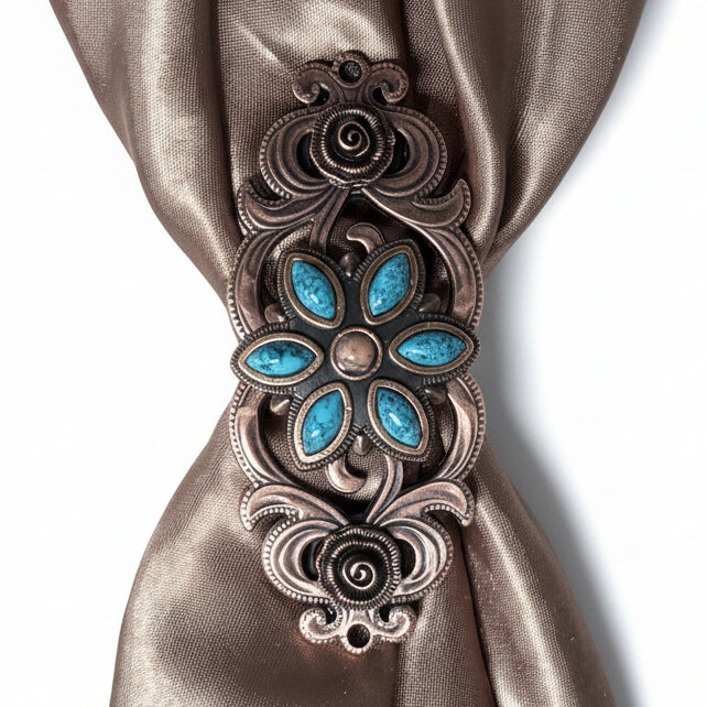 Copper Turquoise Flower Western Concho W207