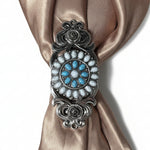 Blue and White Turquoise Western Concho W212