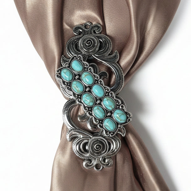 Antique Silver Rectangle Turquoise Concho  W216