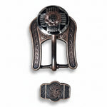 Antique Silver with Copper Flower Western Concho W217