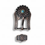 Antique Silver and Copper Floral Western Concho W220