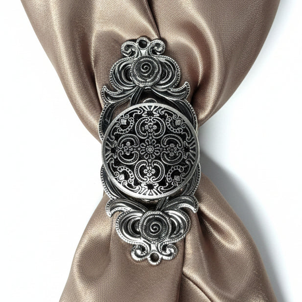 Antique Silver Floral Engraved Western Concho W225