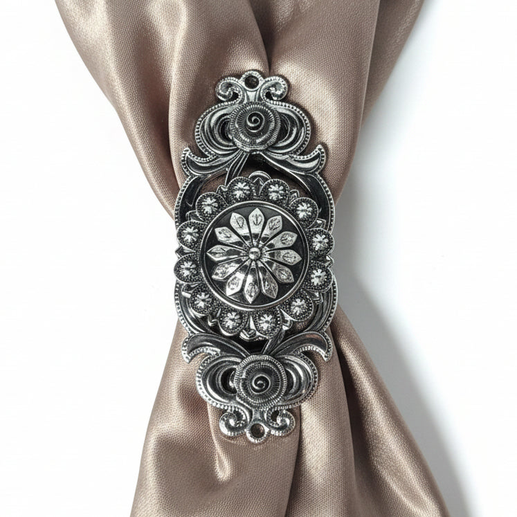 Antique Silver Flower and Berry Western Concho W226