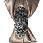 Antique Silver Floral Pinwheel Western Concho W227