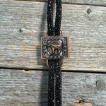 Black Rhinestone Bolo Tie with Western Slide