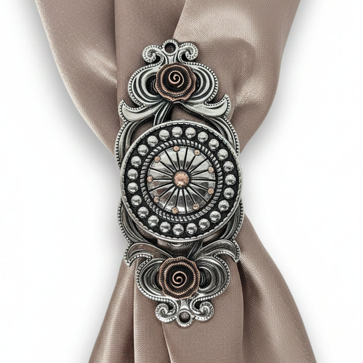Antique Silver Flower and Dots Western Concho W230
